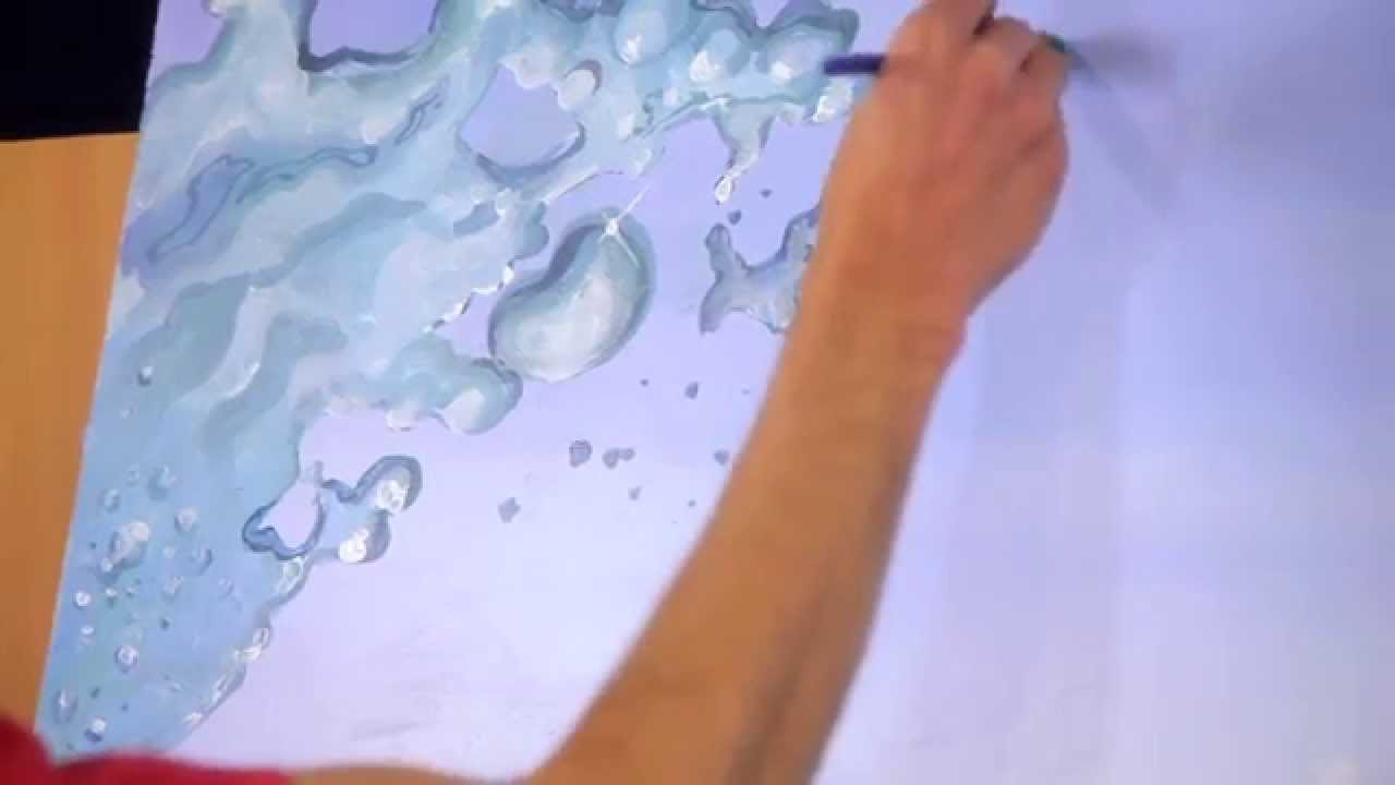 1280x720 How To Paint Splashing Water Drops Amp Bubbles - Water Splash Painting