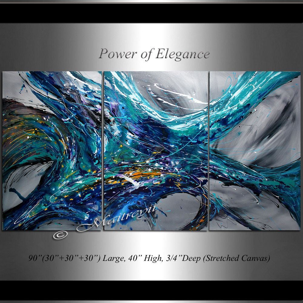 1000x1000 Blue Water Splash, 90 Large Abstract Painting, Extra Large Wall - Water Splash Painting