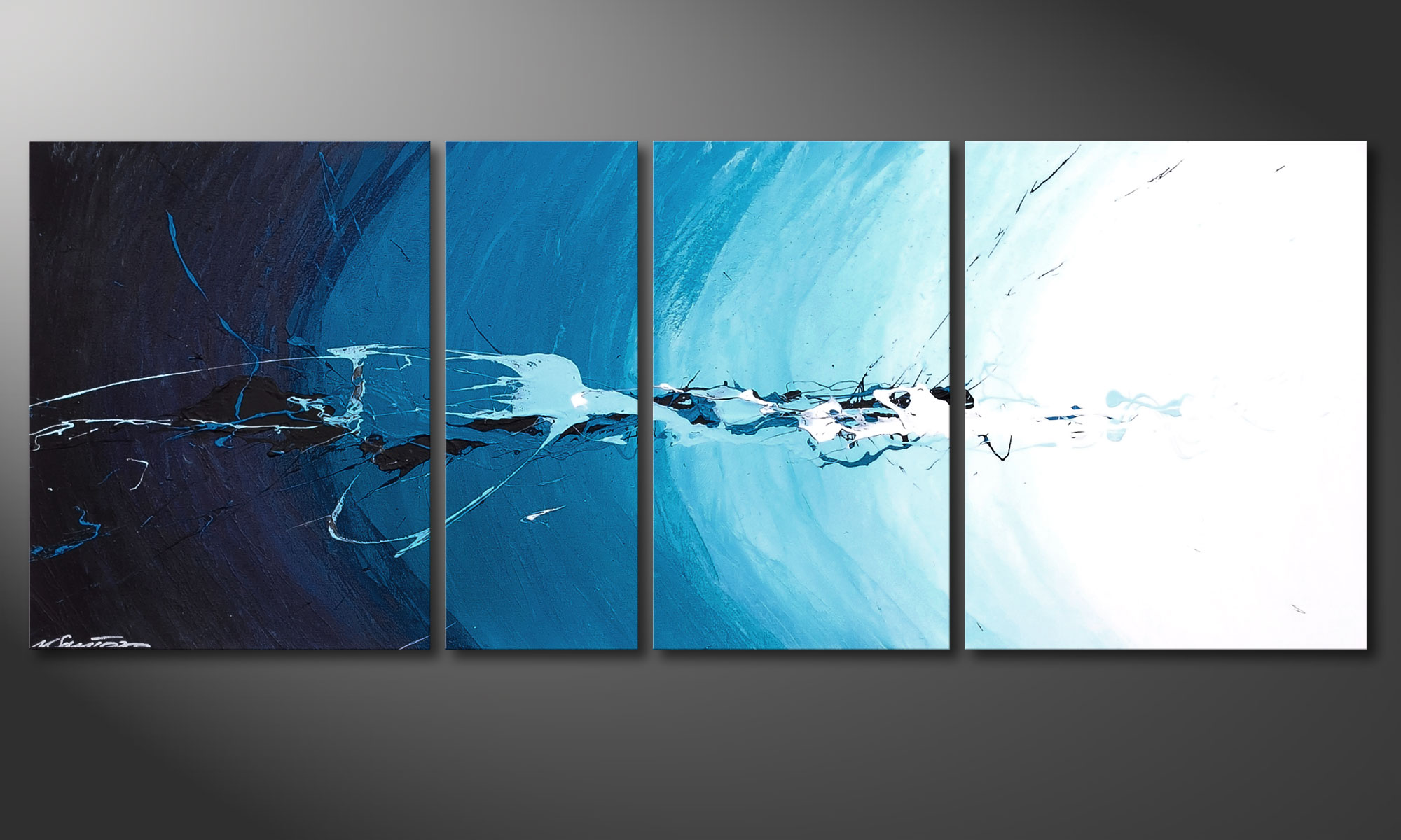 2000x1200 Blue Painting Water Splash 130x50cm - Water Splash Painting