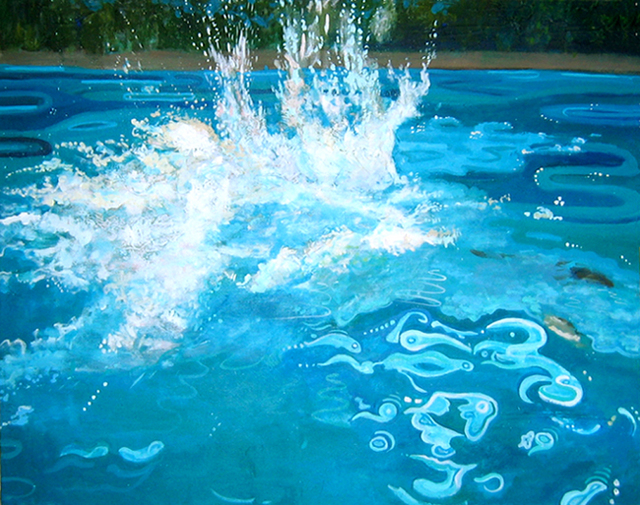 640x505 David Cuffari Artwork Big Splash Original Painting Acrylic - Water Splash Painting