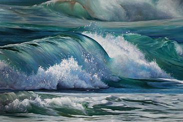 366x244 Ocean Wave - Water Wave Painting