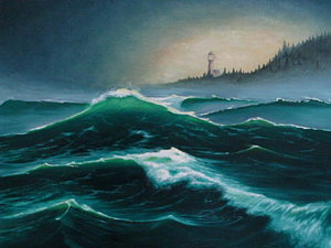 300x225 Ocean Wave Study Painting By Sean Taber - Water Wave Painting