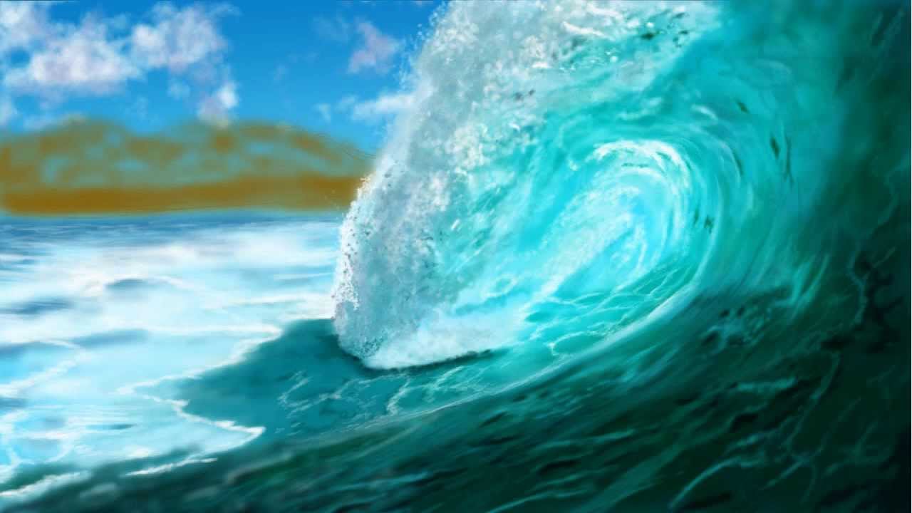 1280x720 Digital Painting Ocean Wave (Meereswoge Digital Malen) - Water Wave Painting