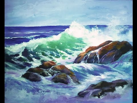 480x360 How To Paint A Translucent Ocean Wave On The Rocks Part 1 - Water Wave Painting