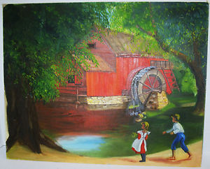 300x242 Paul Detlefsen The Old Mill Stream Water Wheel Acrylic Painting - Water Wheel Painting