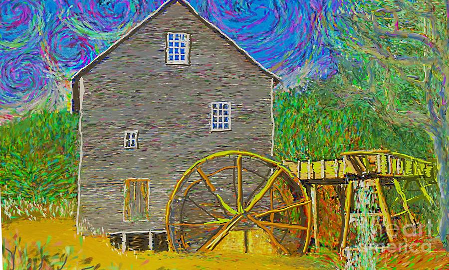 900x542 Water Wheel Painting By Hidden Mountain - Water Wheel Painting