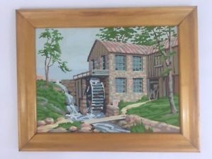 300x225 Paint By Number Painting Framed Water Mill Watermill Water Wheel - Water Wheel Painting