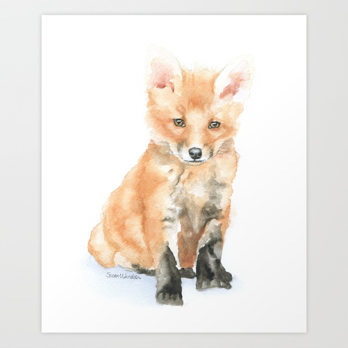 700x700 Baby Fox Watercolor Painting - Watercolor Animal Painting