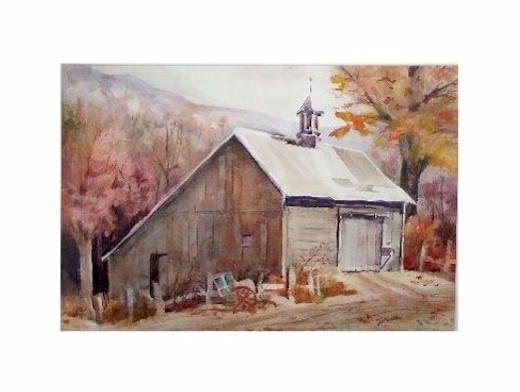 520x392 Old Barn Paintings, Original Watercolor Scenes - Watercolor Barn Painting