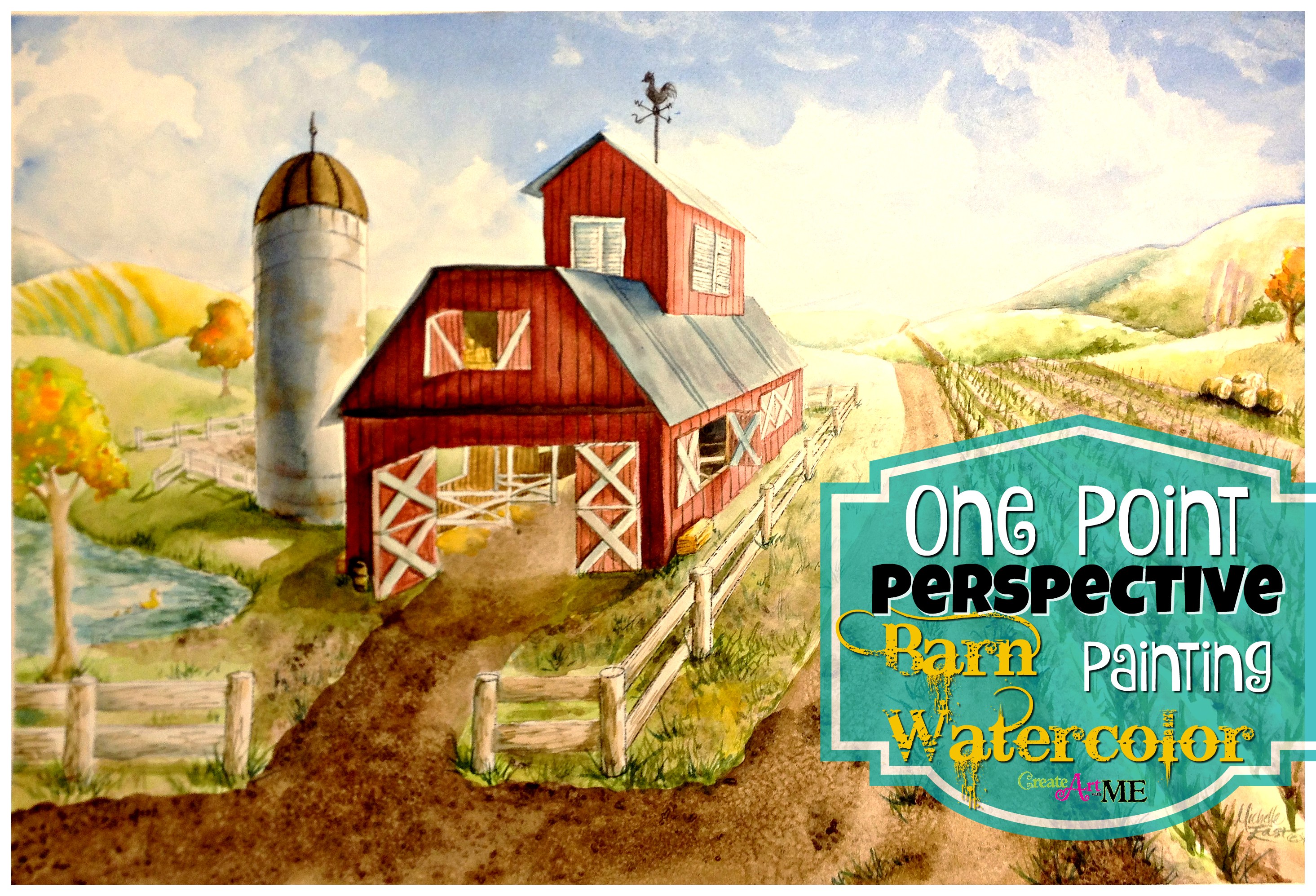 2930x1995 One Point Perspective Barn Watercolor Painting Lesson - Watercolor Barn Painting