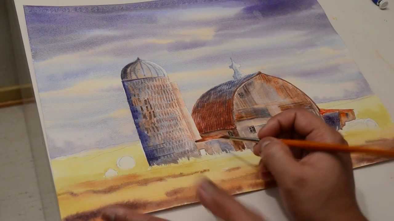 1280x720 Painting A Weathered Barn In Water Color Full Version - Watercolor Barn Painting