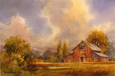 400x266 Roland Lee Travel Sketchbook Old Red Barn Painting - Watercolor Barn Painting