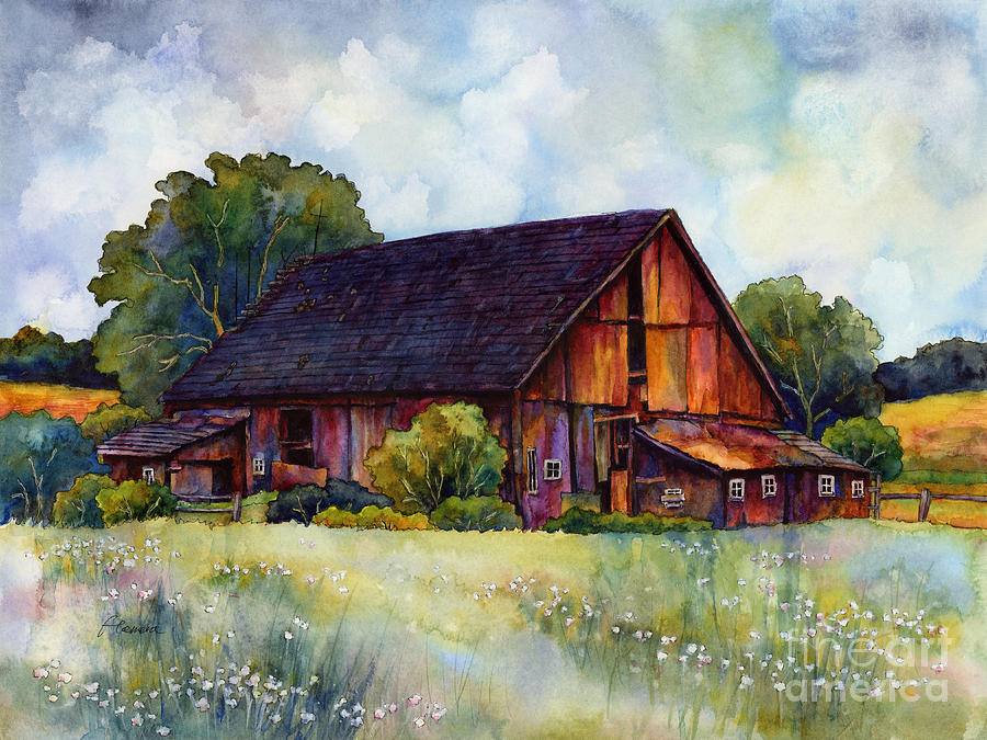 900x675 This Old Barn Painting By Hailey E Herrera - Watercolor Barn Painting