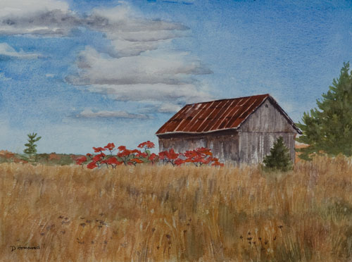 500x372 Architecture And Building Watercolour Paintings - Watercolor Barn Painting