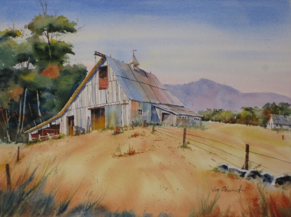 600x447 Watercolors By Jim Oberst Blog Hilltop Barn - Watercolor Barn Painting