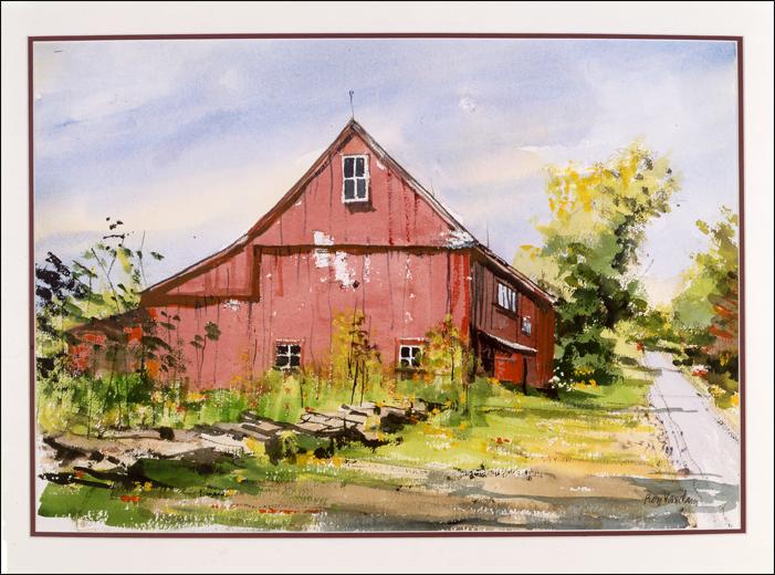 701x520 Wood Library Museum - Watercolor Barn Painting