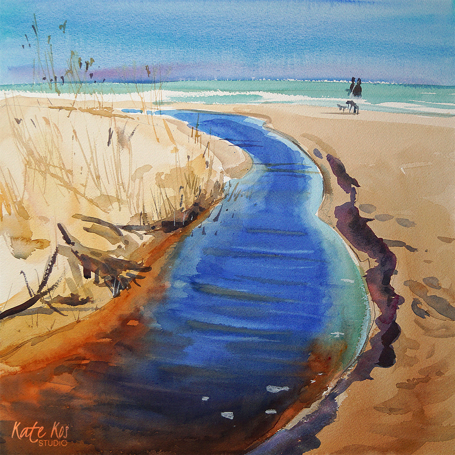 1500x1500 Morriscastle Beach - Watercolor Beach Painting