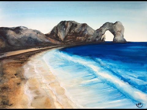 480x360 Watercolor Beach Painting Demonstration - Watercolor Beach Painting