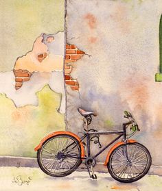 Watercolor Bicycle Painting