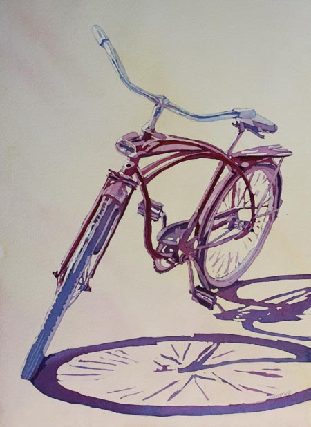 450x618 September 2014 Art In The Making By Jenny Armitage - Watercolor Bicycle Painting