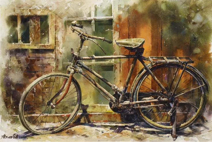 736x494 Tenri Cultural Institute - Watercolor Bicycle Painting