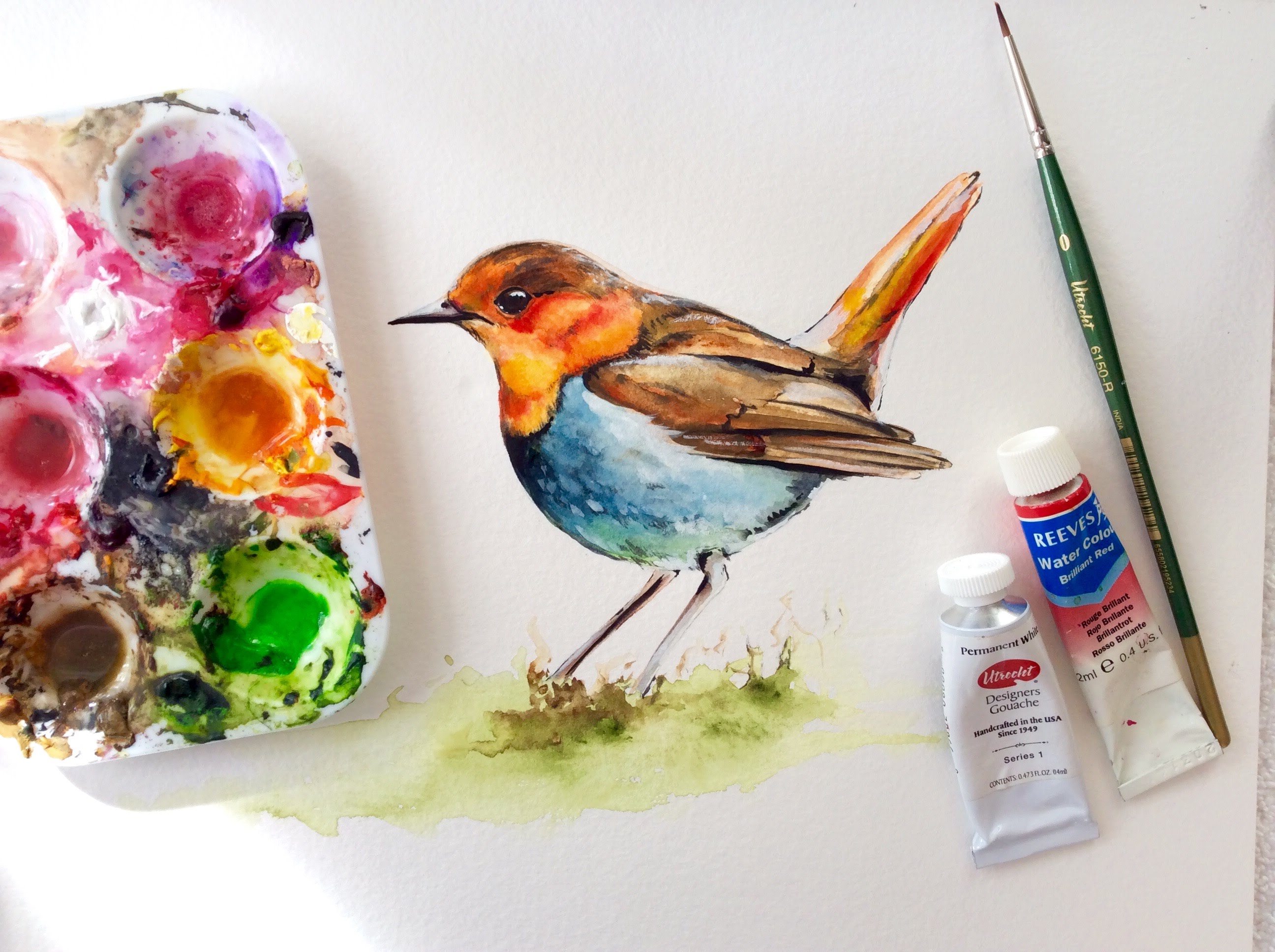 2592x1936 Watercolor Bird Painting Demonstration - Watercolor Bird Painting