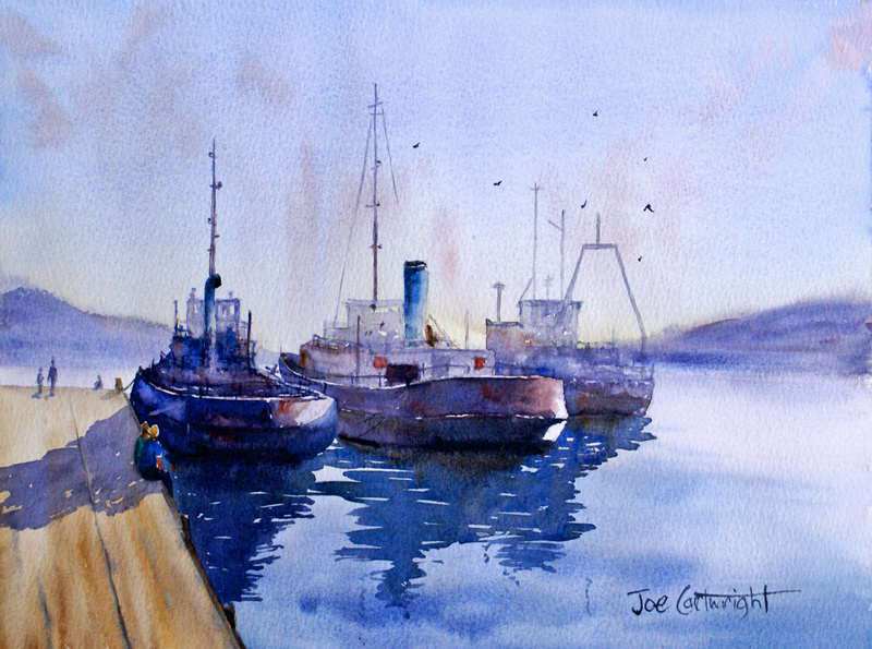 800x595 Watercolor Paintings Boats And The Sea Gallery Seascapes - Watercolor Boat Painting