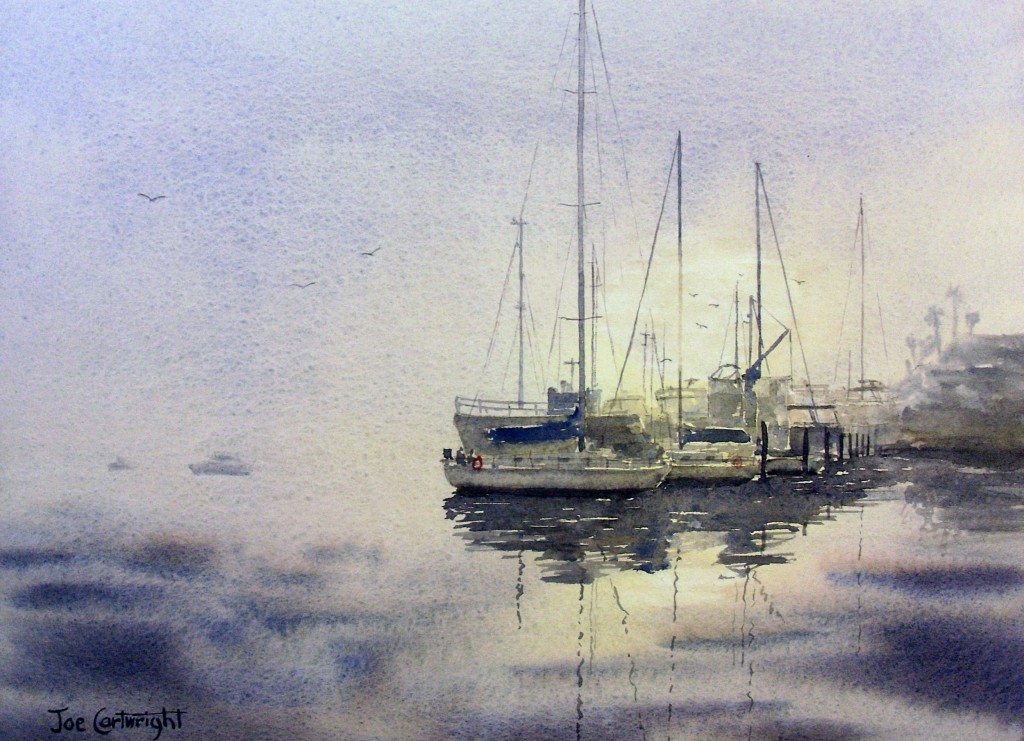 1024x741 Watercolour Painting Demonstration Of Boats And Mist Watercolour - Watercolor Boat Painting
