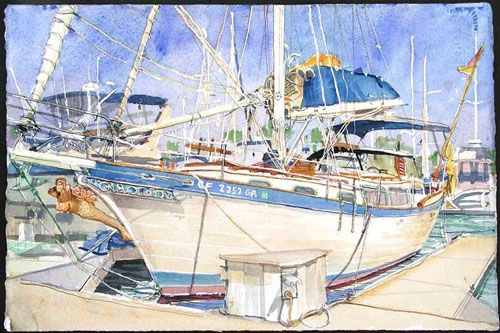 500x333 Watercolor Boats Watercolor Gypsy Jae Boats, Boats Painting - Watercolor Boat Painting
