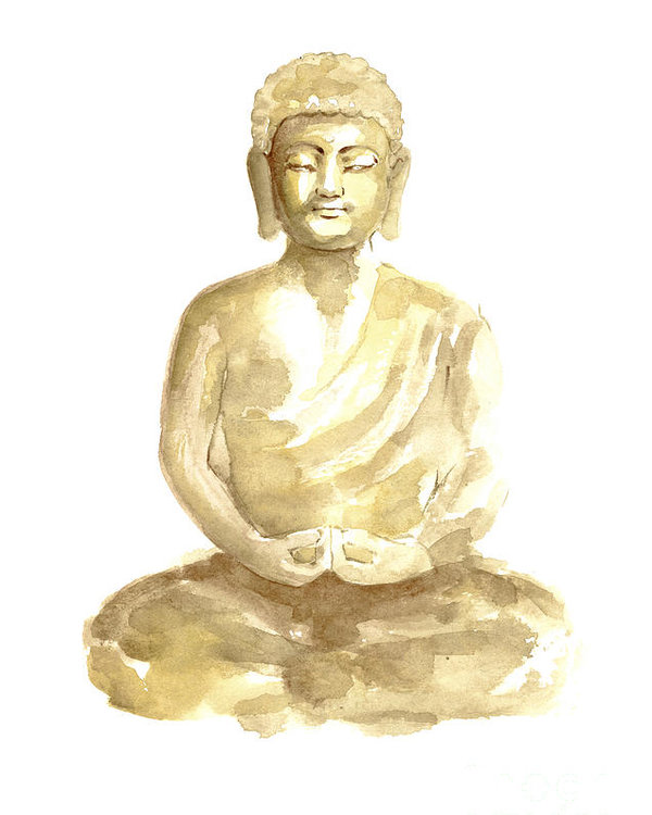 600x750 Buddha Watercolor Art Print Painting Poster By Joanna Szmerdt - Watercolor Buddha Painting