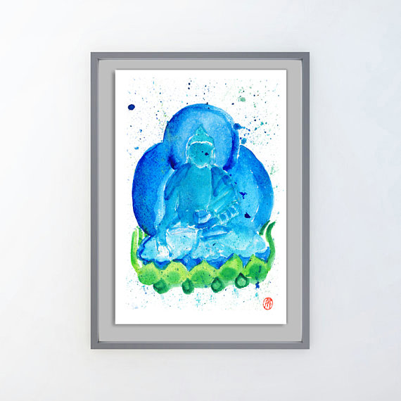 570x570 Buddha Painting Zen Buddha Zen Fine Art Watercolor Painting - Watercolor Buddha Painting