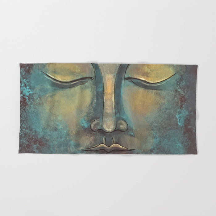 700x700 Rusty Golden Copper Buddha Face Watercolor Painting Hand Amp Bath - Watercolor Buddha Painting