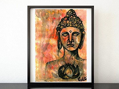 500x375 Buddha Painting, Original Watercolor Painting - Watercolor Buddha Painting