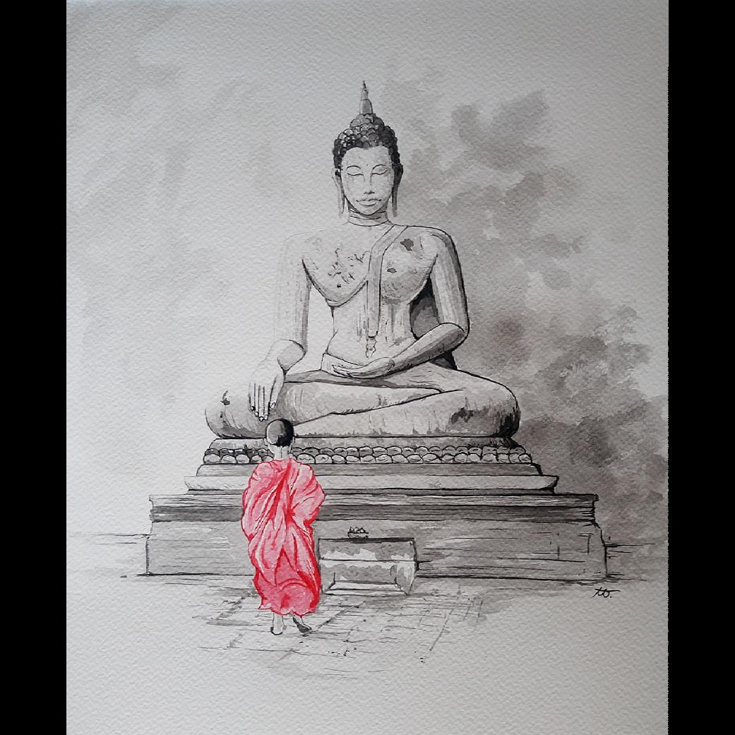 1041x1041 Another Watercolor Painting I Wanted To Share! ) Buddhism - Watercolor Buddha Painting