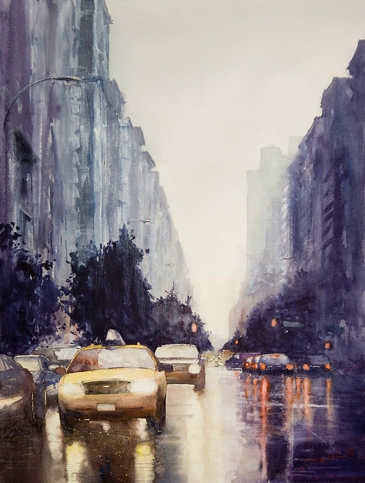 Watercolor City Painting