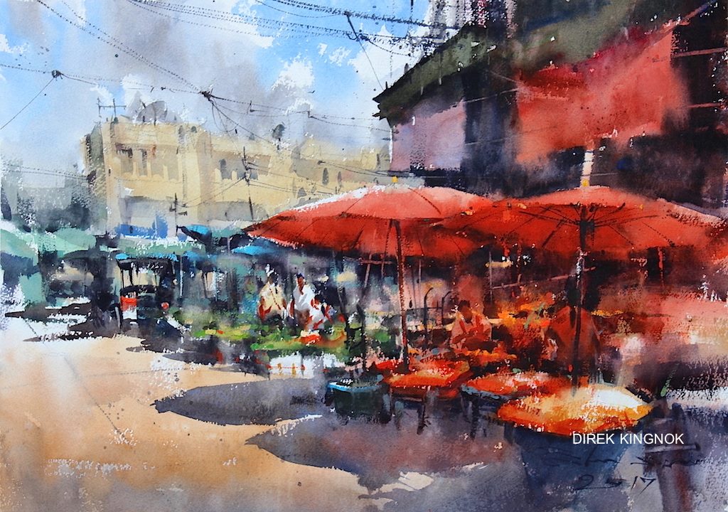 1024x720 Direk Kingnok, 1976 Watercolor Cityscape Painter Tutt'Art - Watercolor City Painting