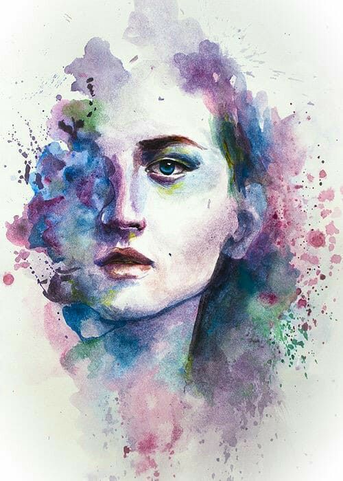 500x700 Pin By On Sanat Watercolor, Portraits - Watercolor Face Painting