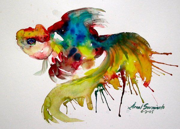 600x431 Gold Fish 3 - Watercolor Fish Painting