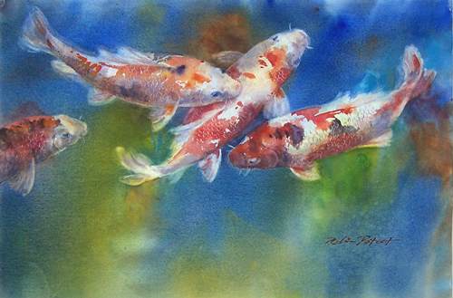500x329 Painting Koi Fish In Watercolor Robin Poteet - Watercolor Fish Painting