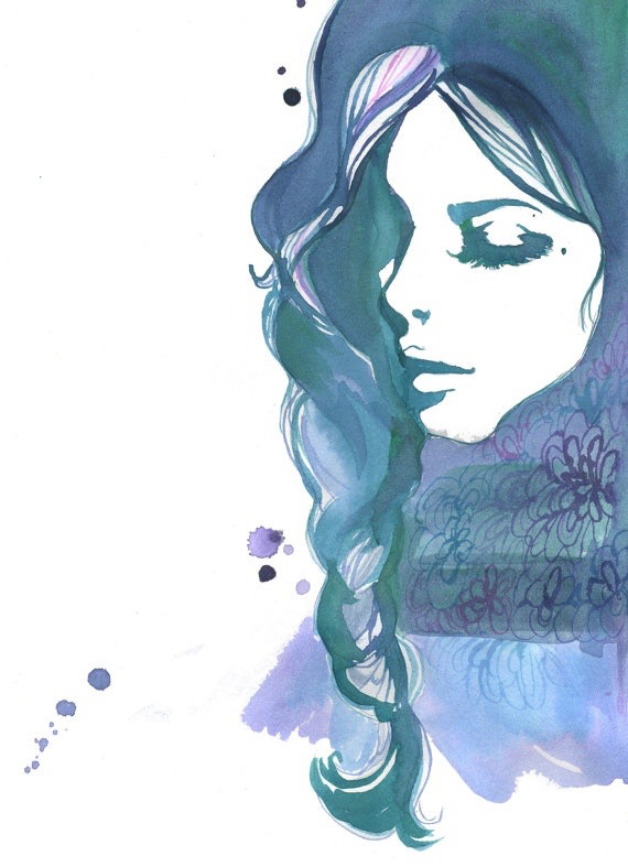 570x787 Watercolor Girl - Watercolor Girl Painting