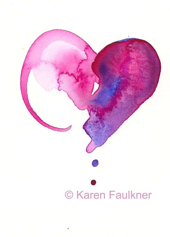 570x796 Art Print Watercolor Heart The Question By Karenfaulknerart - Watercolor Heart Painting
