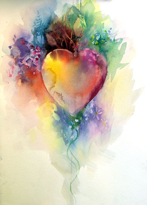 502x700 Watercolor Heart Rebecca Pearl Beautiful Layeringlt3lt3lt3beautifullt3 - Watercolor Heart Painting