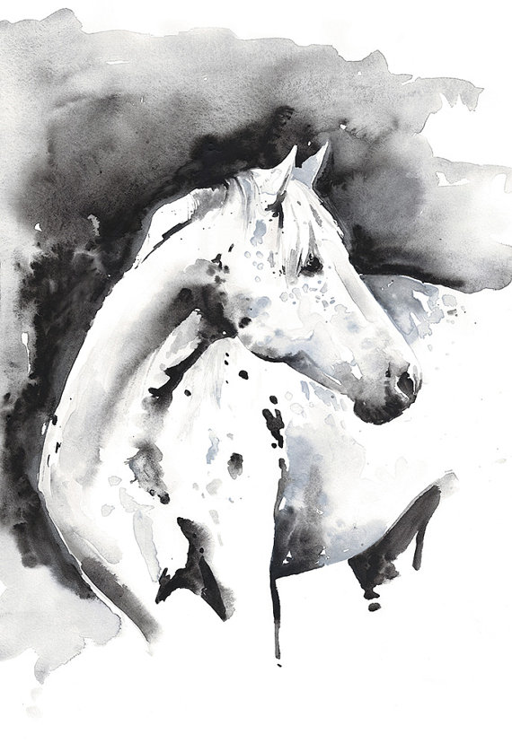 570x838 Horse Painting Print Horse Art Watercolor Horse Painting - Watercolor Horse Painting