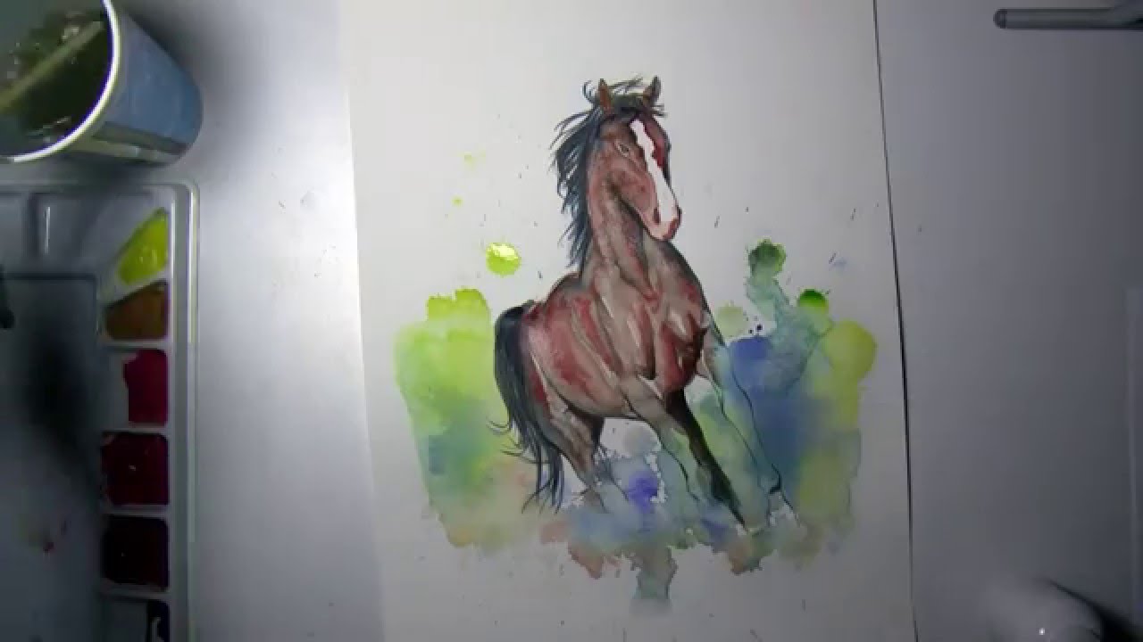1280x720 Horse Watercolor Speed Painting - Watercolor Horse Painting