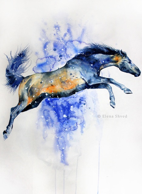 468x640 Ink Tattoo Watercolor Running Horse Classic Vintage Canvas - Watercolor Horse Painting