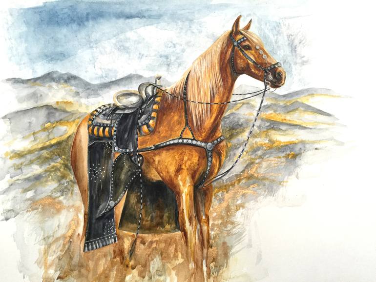 770x578 Saatchi Art Western Horse Watercolor Horse Watercolour Paintings - Watercolor Horse Painting