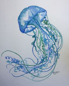 236x295 Made To Order Jellyfish Watercolor Painting, Original By W - Watercolor Jellyfish Painting