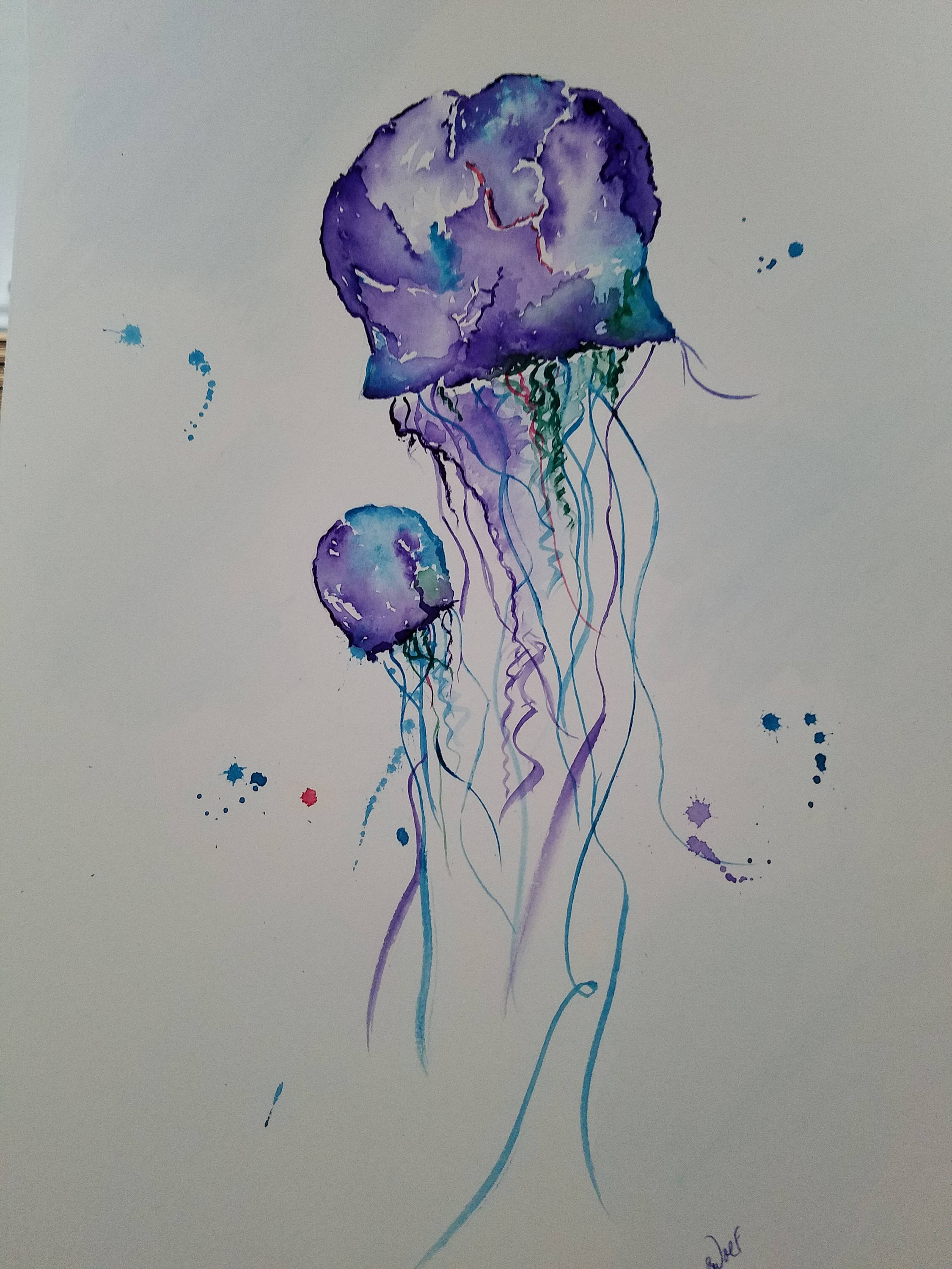 2250x3000 Original Watercolor Jellyfish Painting. Approx 11x15 - Watercolor Jellyfish Painting