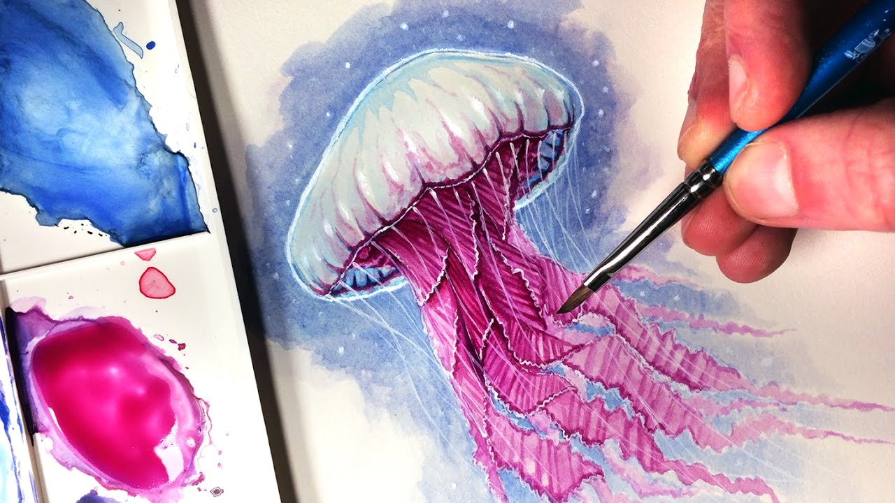 1280x720 Painting A Jellyfish - Watercolor Jellyfish Painting