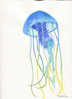 236x325 Through Light Art Print Ocean Jellyfish Watercolor By Oladesign - Watercolor Jellyfish Painting